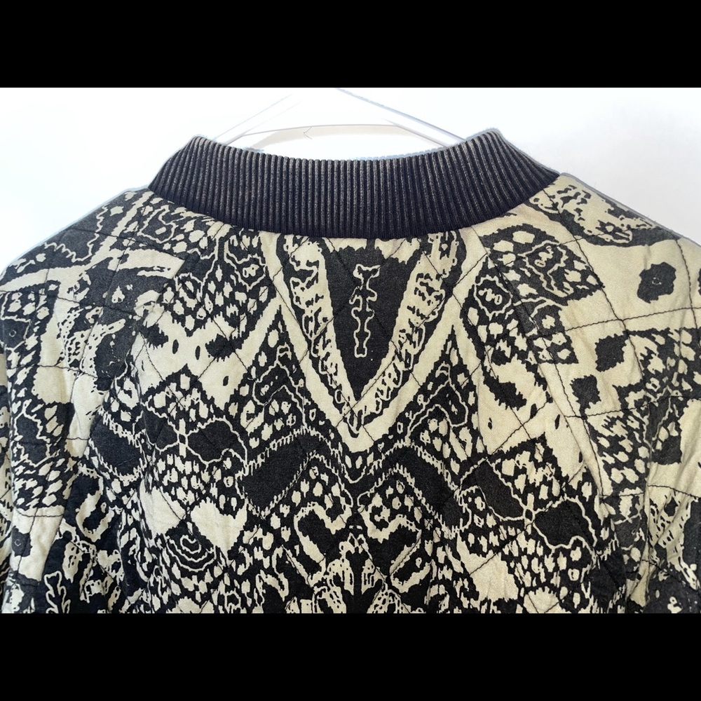 Free People Quilted Bomber Jacket Boho Print Black - Picture 8 of 10